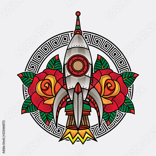 rocket traditional tattoo
