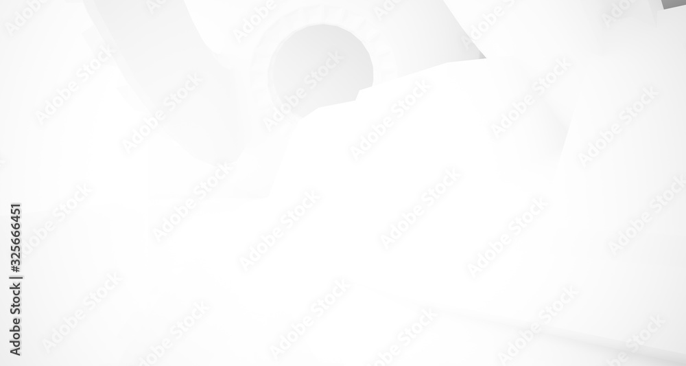 Abstract architectural background, white interior with discs. 3D illustration and rendering. Abstract architectural background, white interior with discs. 3D illustration and rendering.