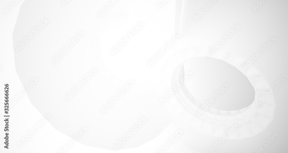 Abstract architectural background, white interior with discs. 3D illustration and rendering. Abstract architectural background, white interior with discs. 3D illustration and rendering.