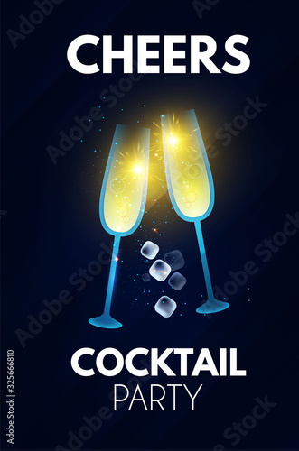 Cheers Cocktail party and champagne poster template.