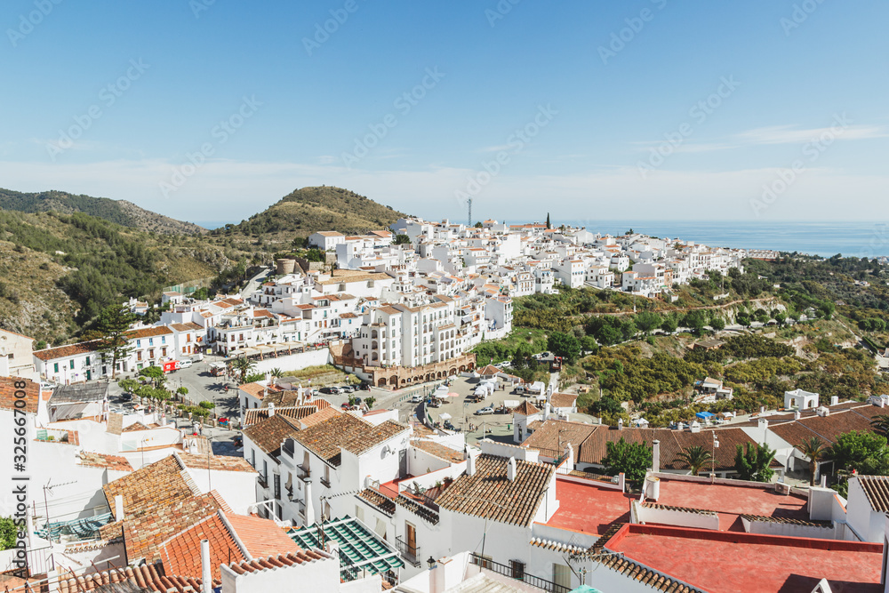 Nice typical view of Frigiliana, Andalucia, Spain. Panorama.