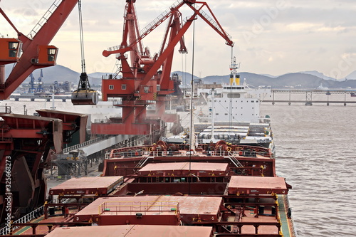 Sticker Cargo terminal for unloading grain cargo by shore cranes