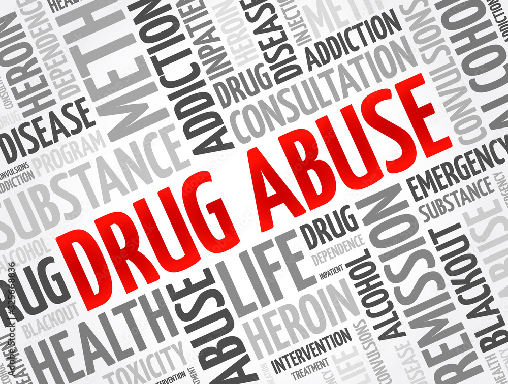 Drug Abuse word cloud collage, health concept background Drug Abuse word cloud collage, health concept background