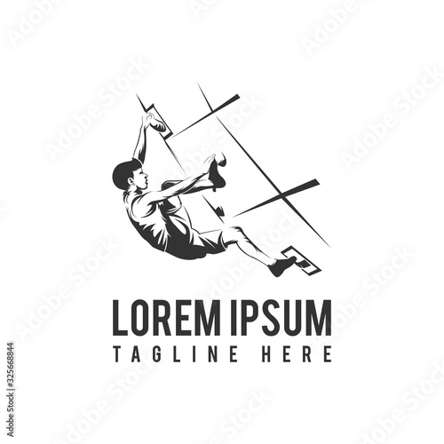 Bouldering Climbing Wall Logo Vector Icon Illustration