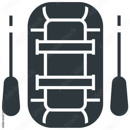 inflatable boat black icon on white background