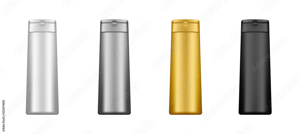 Set of realistic bath blank bottle for packaging design Set of realistic bath blank bottle for packaging design