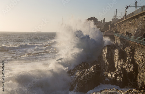 Rough sea in Genoa Nervi,  ligurian coast, Italy © faber121