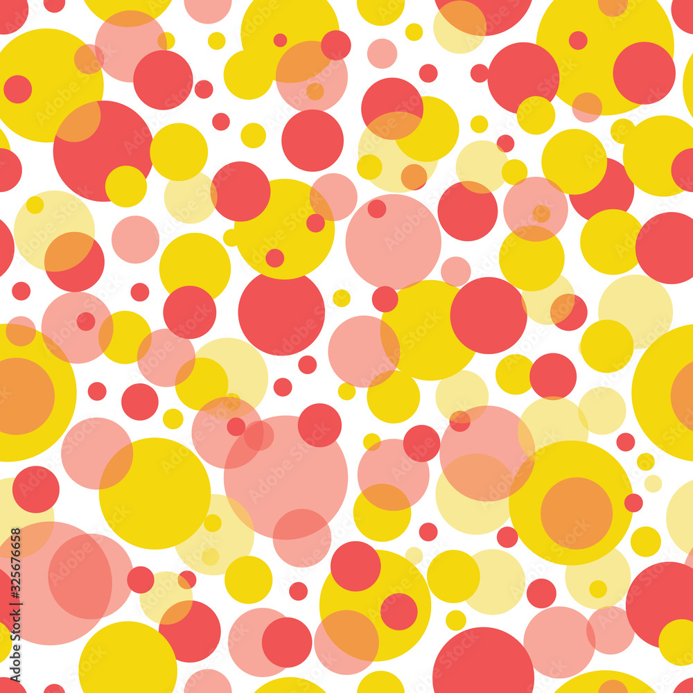 Vector colorful polka dots seamless pattern background on white surface