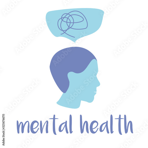 Psychotherapy and psychology help with depressive disorders. Tangle of thoughts of man suffering from prolonged sadness, fatigue, chronic pain, headaches or stomachaches. Mental health concept.