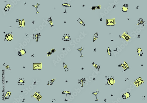 Summer holidays party beach background pattern grey