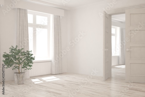 Wallpaper Mural Empty room in white color. Scandinavian interior design. 3D illustration Torontodigital.ca