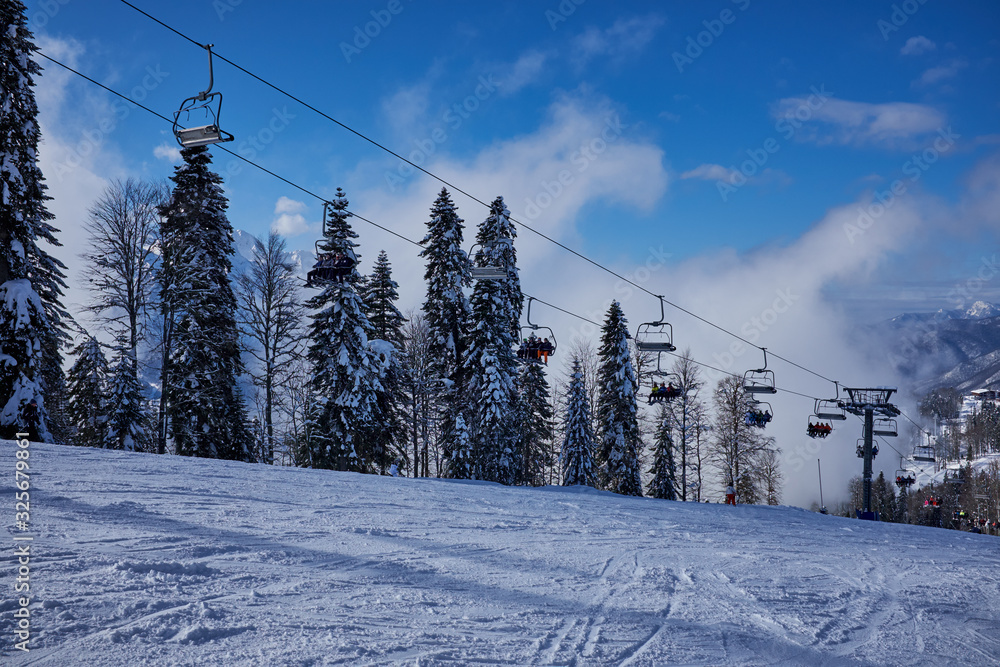 Mountains ski resort ,Russia - nature and sport background