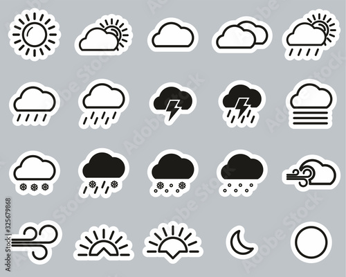 Weather Icons Black & White Sticker Set Big