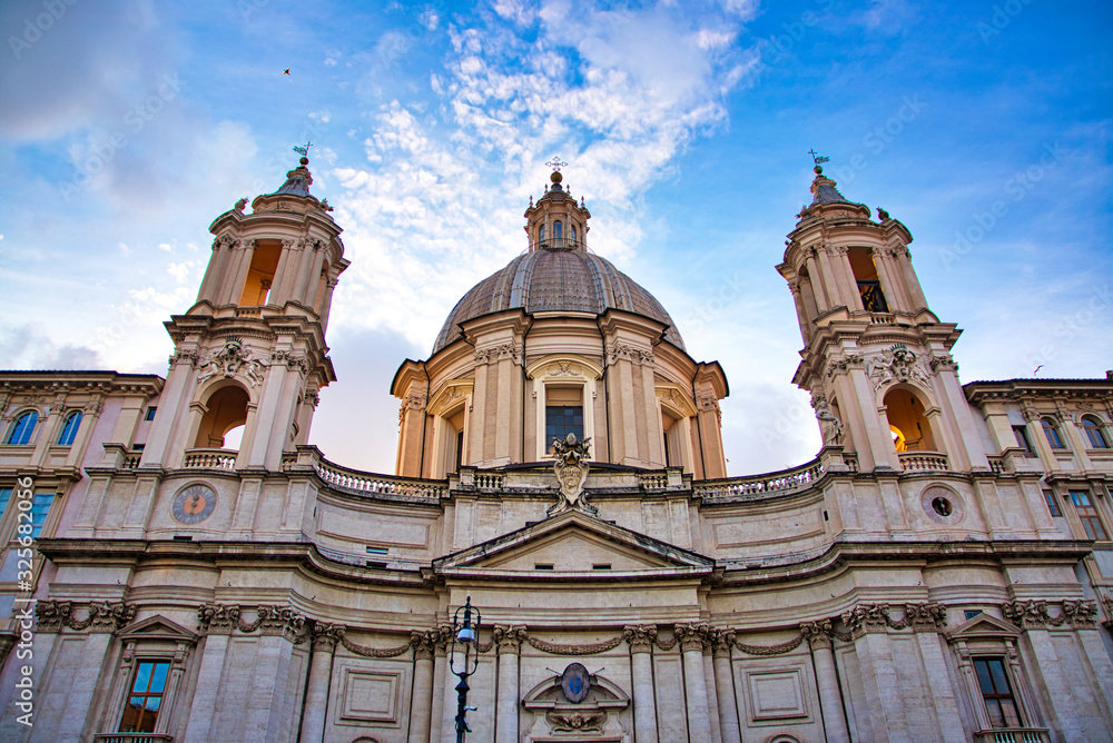 Rome, Italy, February-18-2020. Saint Agnes is the Baroque church in Rome, Italy, it faces onto the piazza navona one of the main urban space in hte historic center.