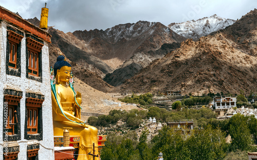 Liker gomba monastery, in himalayan foothills in Leh ladakh, northern of India photo