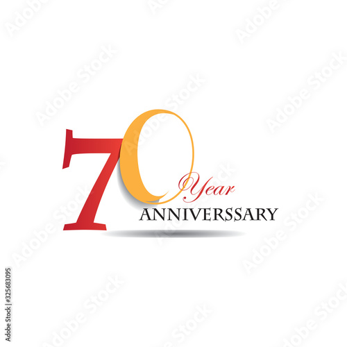 70 Years Anniversary Celebration Red And Orange Vector Template Design Illustration