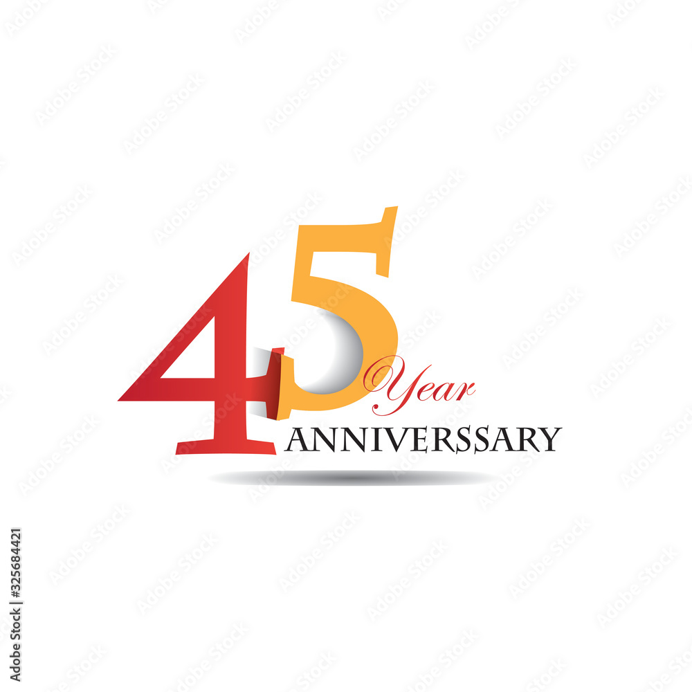 45 Years Anniversary Celebration Red And Orange Vector Template Design Illustration 45 Years Anniversary Celebration Red And Orange Vector Template Design Illustration