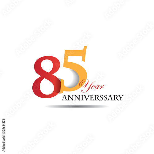 85 Years Anniversary Celebration Red And Orange Vector Template Design Illustration
