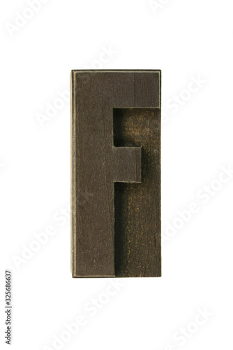 Letter F as a retro type on a white background.