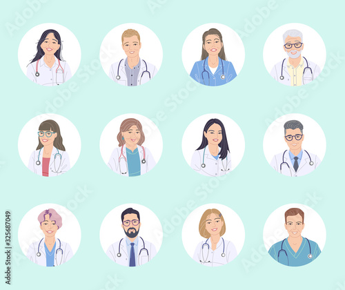 Doctors Male and Female Avatar Set.