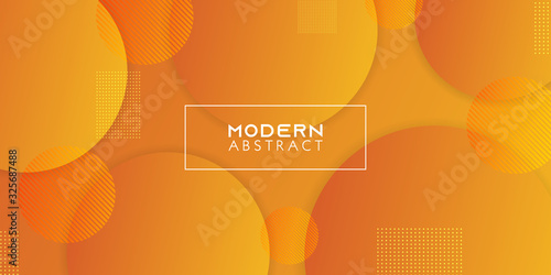 Geometric circle abstract background. Yellow and orange colors gradient. Eps 10 Vector.
