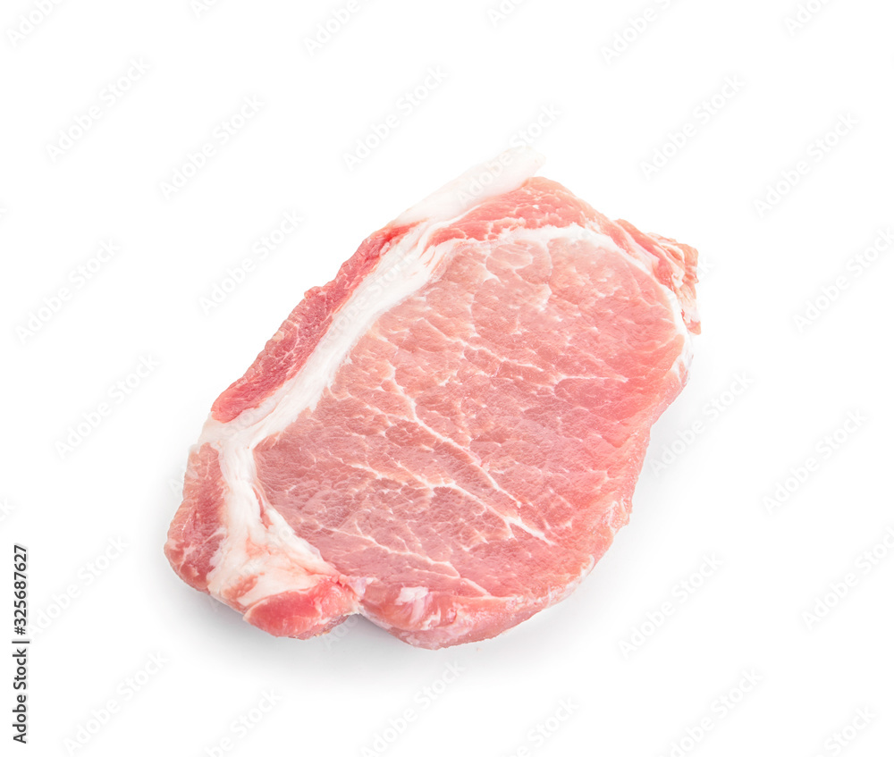 Raw pork meat on white background