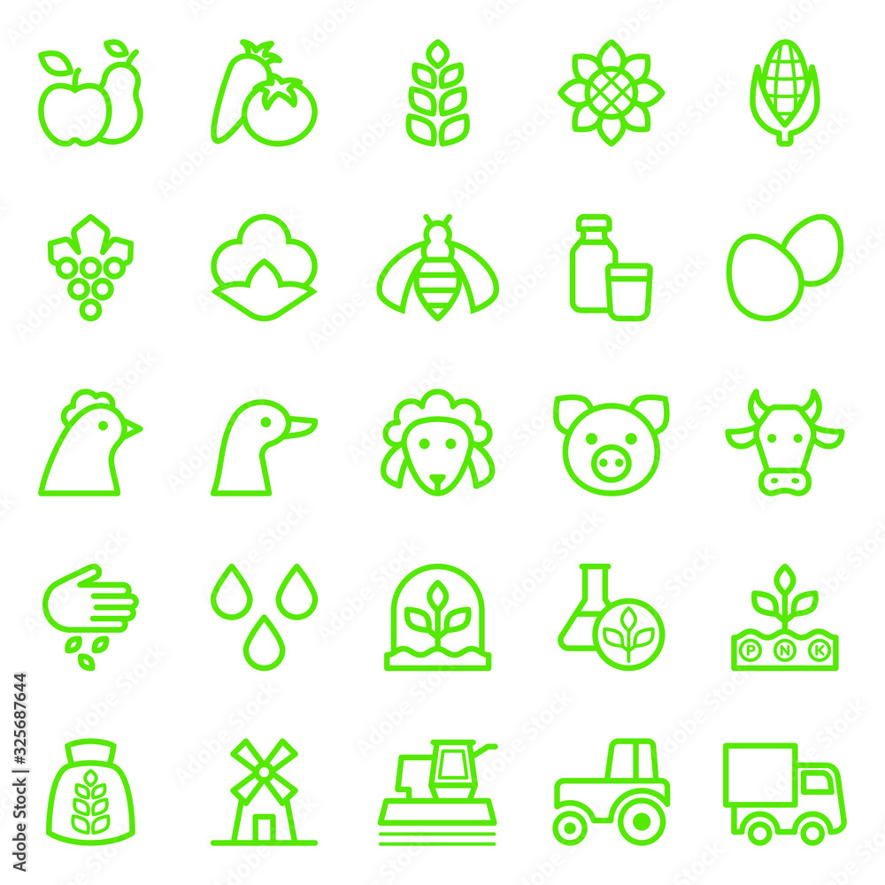 Set of agriculture icons. Vector illustration Set of agriculture icons. Vector illustration