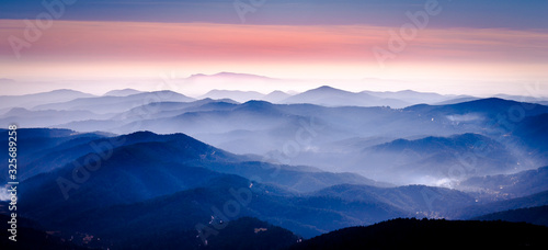 Lozere valley in south France during blue hours © Stan