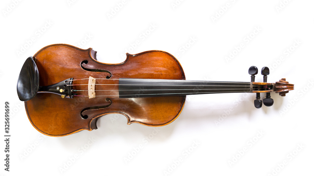 Alte schöne bespielte Geige / Violine - liegend mit weißem Hintergrund und  Schatten Stock-Foto | Adobe Stock