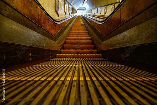old wooden escalator in antwerpen