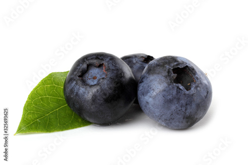 Blueberries and leaf