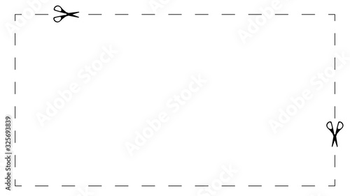 Coupon dotted cut line. Snip frame with a cutline border