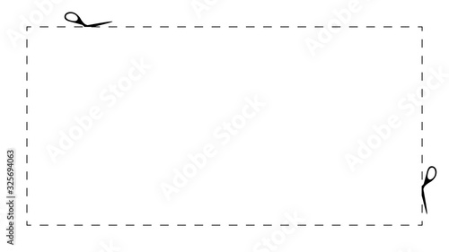Coupon dotted cut line. Snip frame with a cutline border