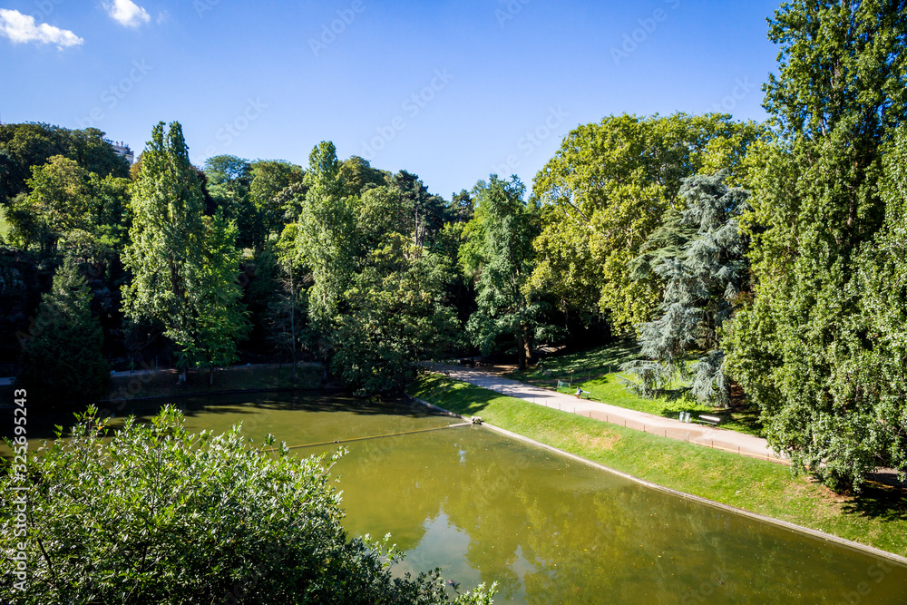 Pond in Buttes-Chaumont Park, Paris