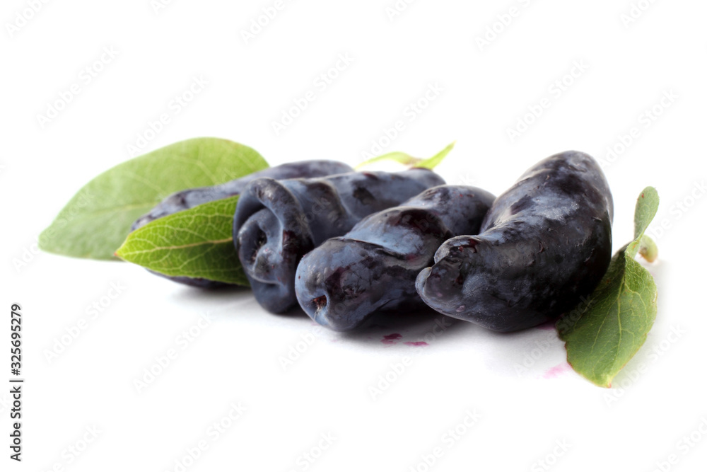 Honeysuckle berries isolated on white (haskap, honeyberry) Honeysuckle berries isolated on white (haskap, honeyberry)