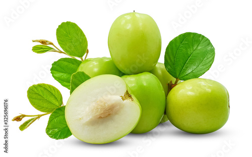 Fresh Green Jujube fruits isolated on white background
