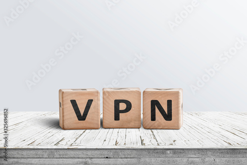 VPN word on wooden block sign
