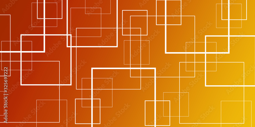  Modern orange presentation background with lines abstract and square shapes.
