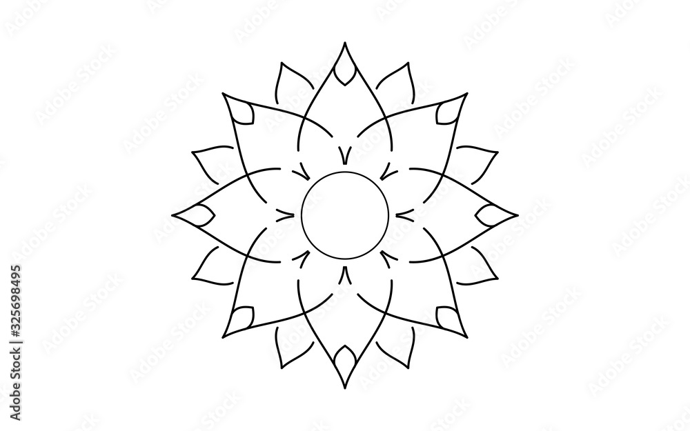 Circle pattern petal flower of mandala with black and white,Vector floral mandala relaxation patterns unique design with white background,Hand drawn pattern,concept meditation and relax Circle pattern petal flower of mandala with black and white,Vector floral mandala relaxation patterns unique design with white background,Hand drawn pattern,concept meditation and relax