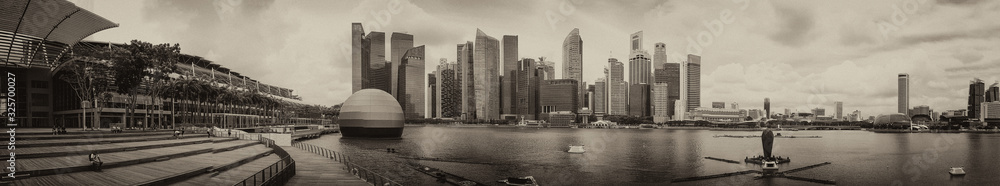Fototapeta premium Singapore aerial panoramic view from drone