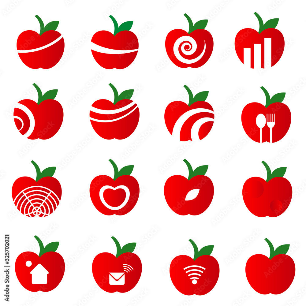 Apple Icon Set on white background Apple Icon Set on white background