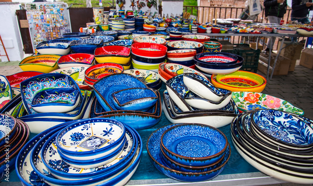 Items on the weekly market in Frigiliana on the costa del Sol in Spain