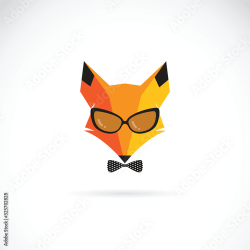 Vector of fox wearing sunglasses on white background. Animal fashion. Easy editable layered vector illustration.