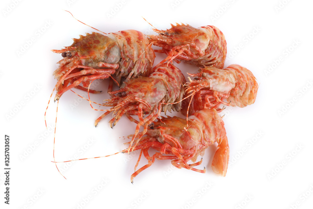 Shrimps isolated on white (northern Bering shrimp) Shrimps isolated on white (northern Bering shrimp)