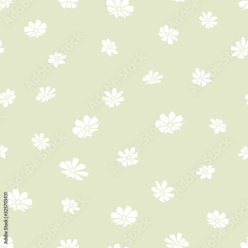 Hand drawn doodle flowers seamless pattern, floral background, great for textiles, banners, wallpapers, wrapping - vector design