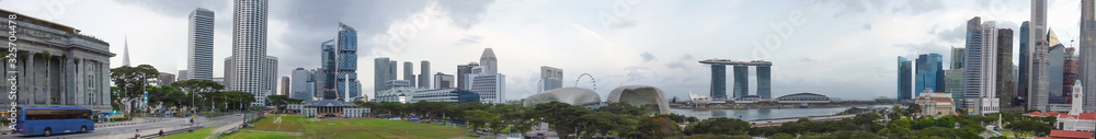 Singapore aerial panoramic view from drone