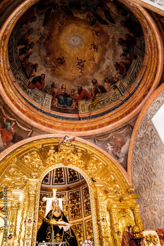 Obraz premium The church in Nerja with the holy family at Christmas on the Costa del Sol Spain