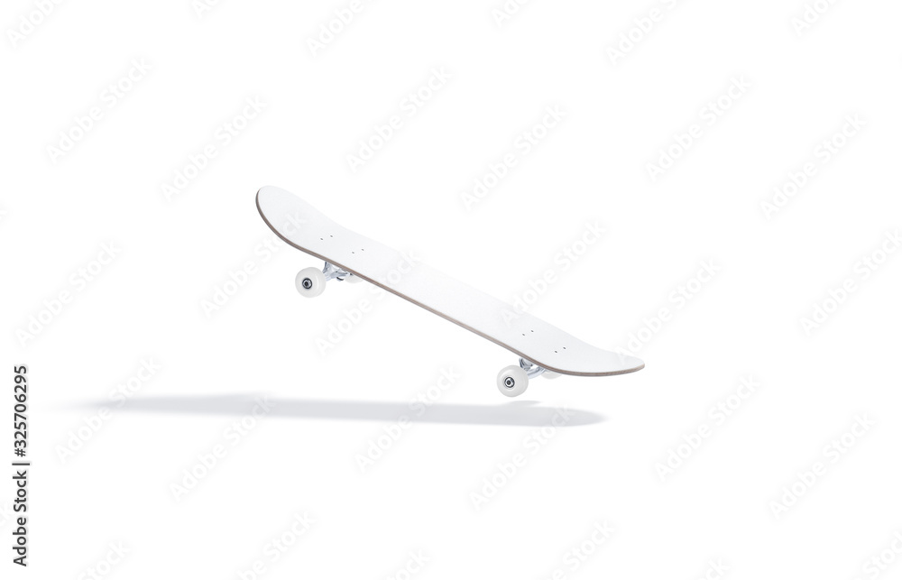 Blank white wood skateboard mockup, no gravity Blank white wood skateboard mockup, no gravity