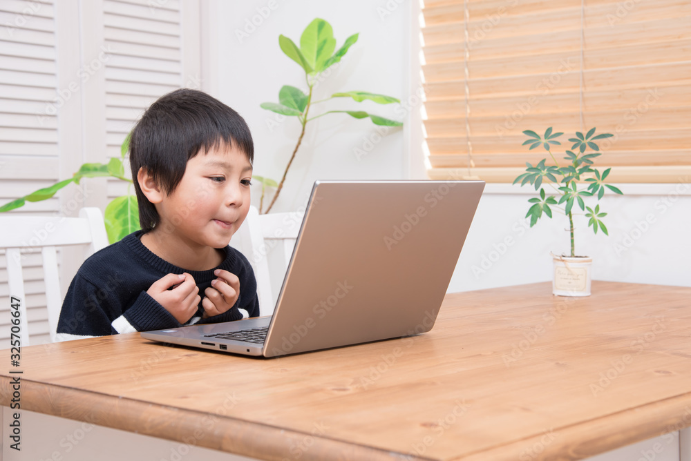 パソコンをする小学生の男の子 パソコンをする小学生の男の子