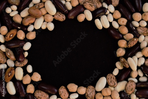 Beans on a black background